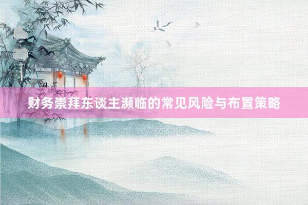 财务崇拜东谈主濒临的常见风险与布置策略