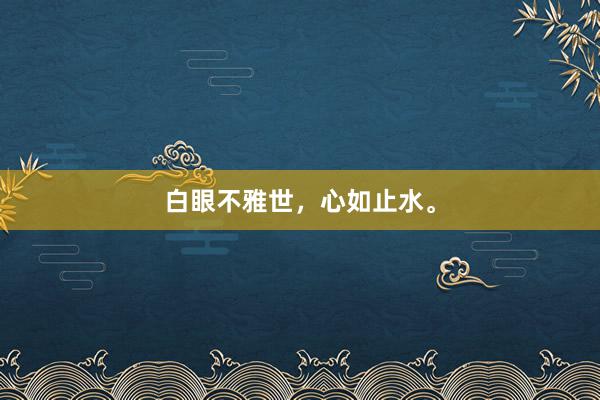 白眼不雅世，心如止水。