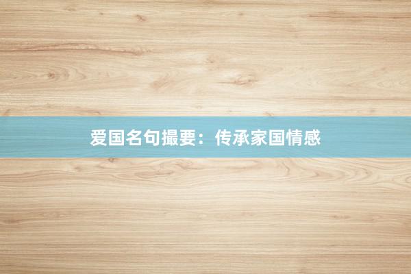 爱国名句撮要：传承家国情感